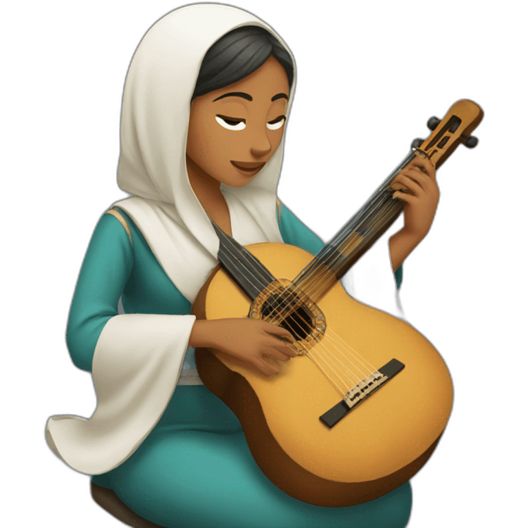 woman playing Arabic oud emoji