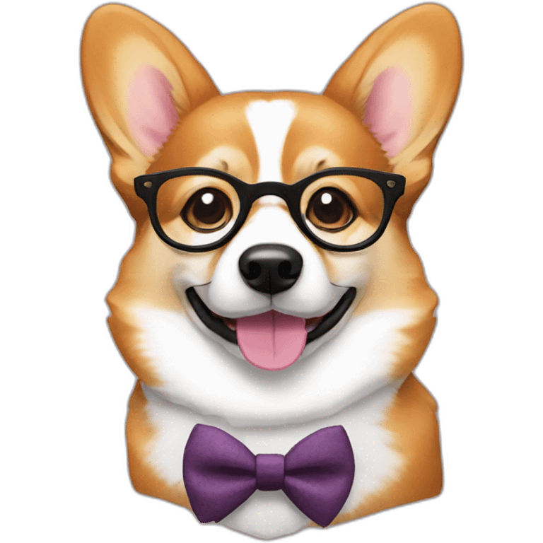 corgi with bow tie and glasses emoji