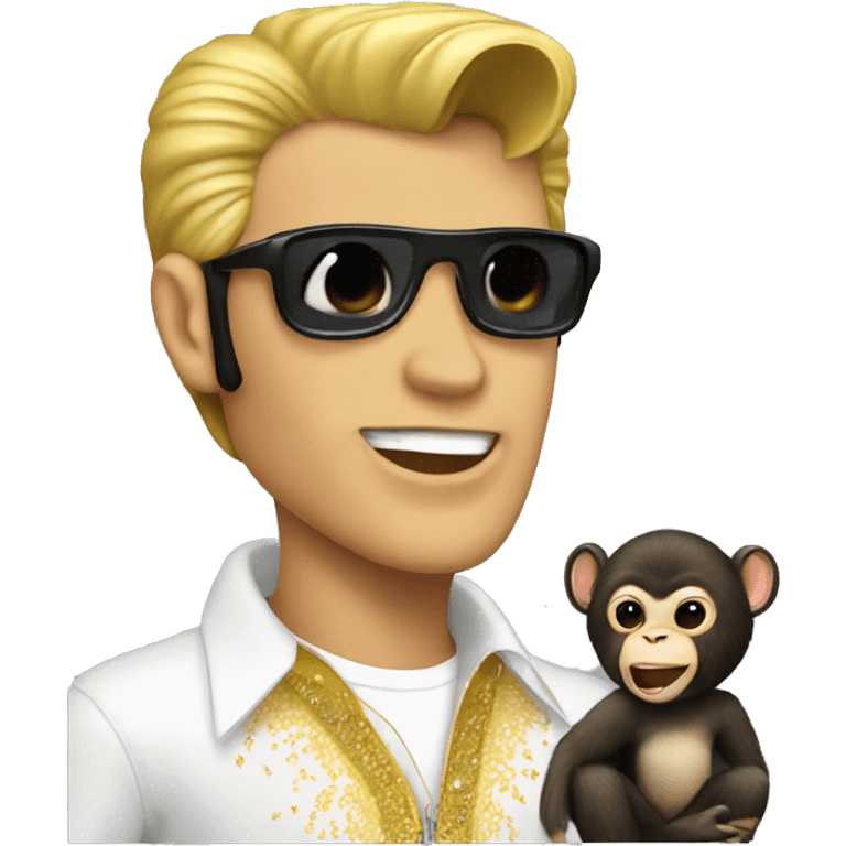 Elvis with a monkey body emoji