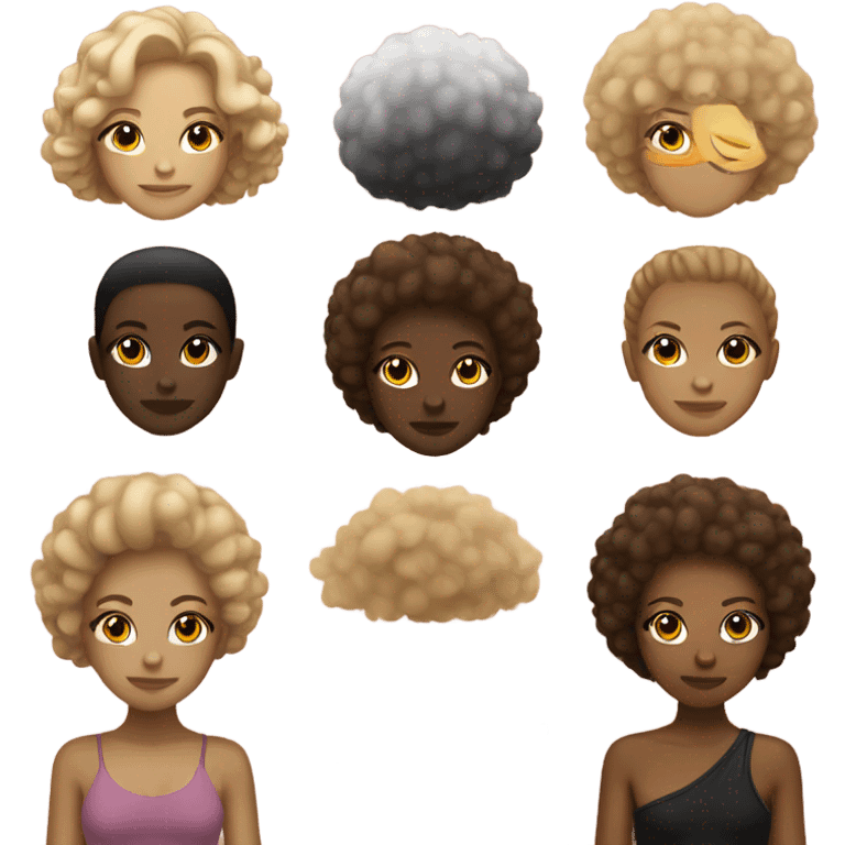 Tan girl with black and blonde afro emoji