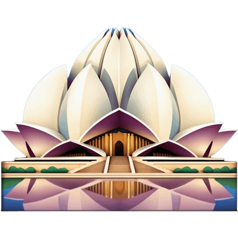 Cinematic Realistic Lotus Temple Landmark Emoji, showcasing the modern architectural marvel with petal‚Äêlike structures rendered with dynamic lighting and graceful textures. emoji