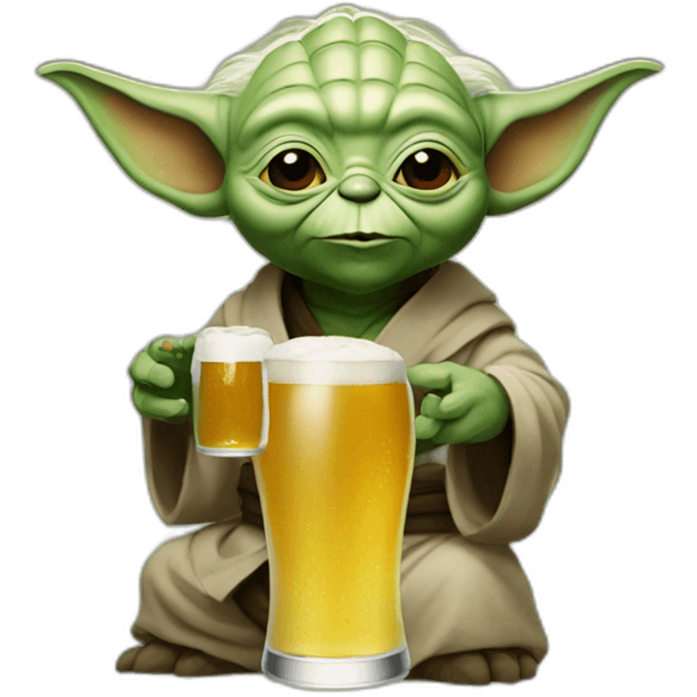 yoda with a beer emoji