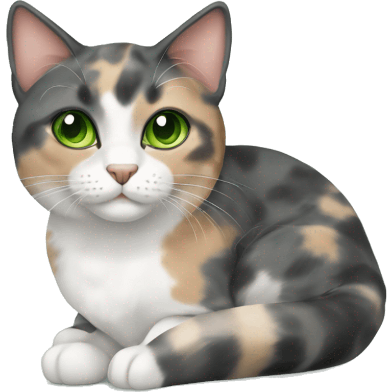 Dilute calico cat green eyes emoji