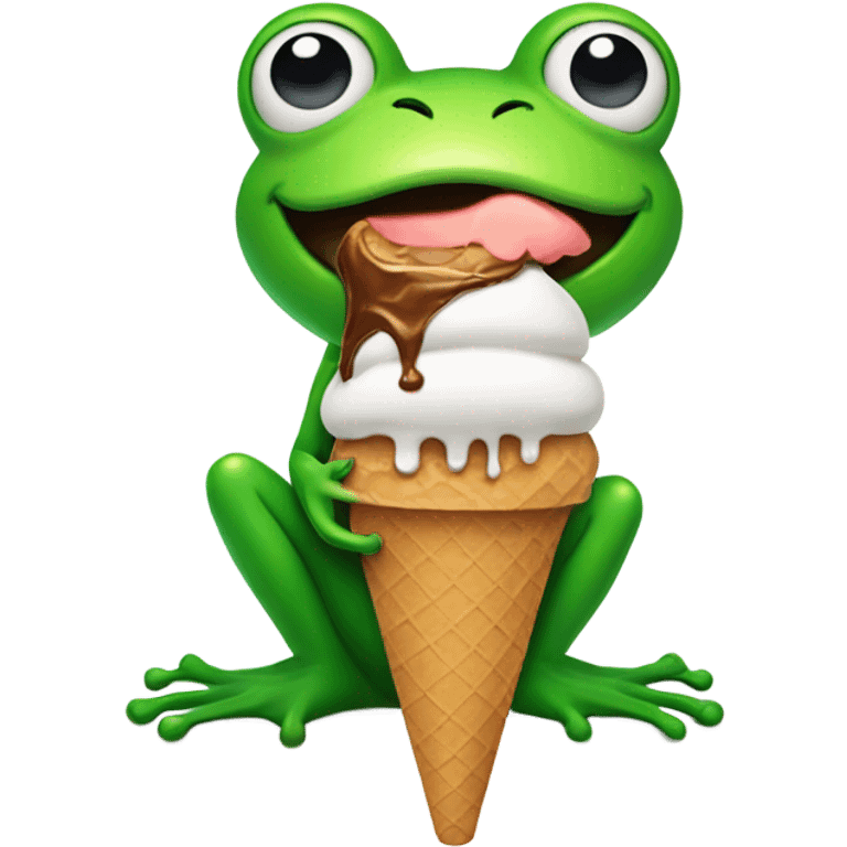 Frog eating icecream emoji