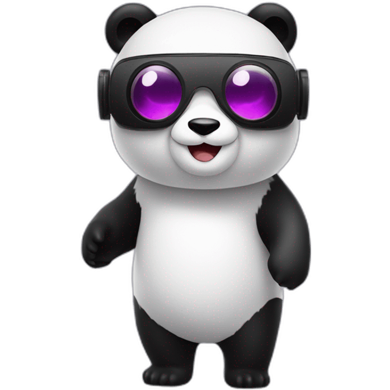 full body christmas panda in vr headset emoji