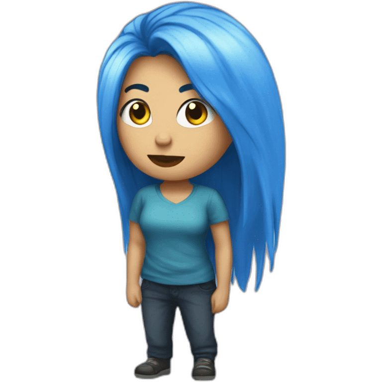 Blue hair liberal protester emoji