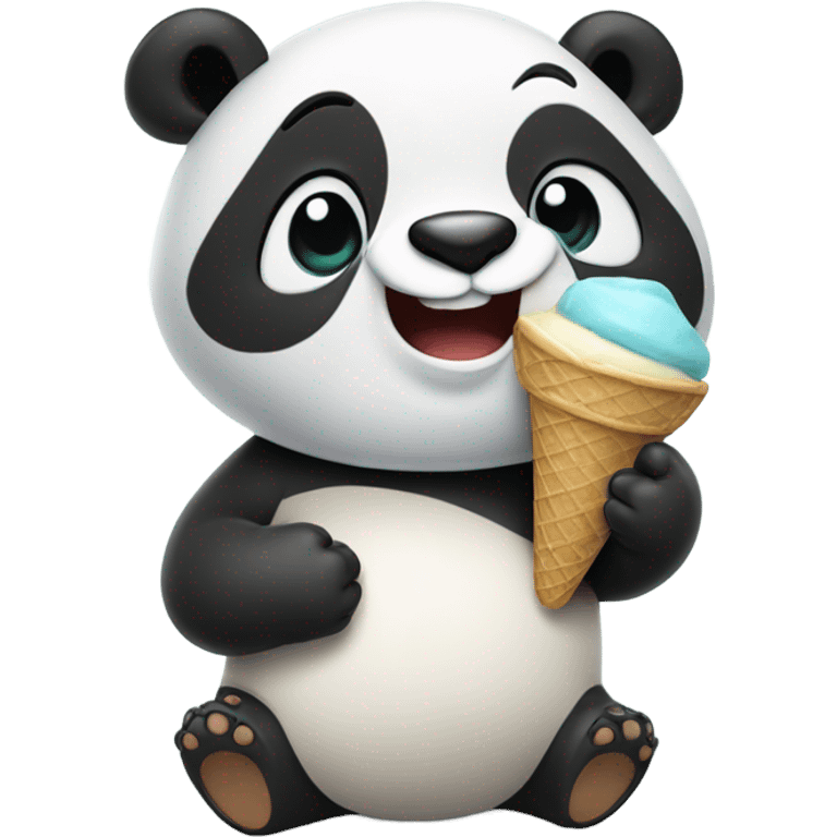 Panda eating ice cream emoji