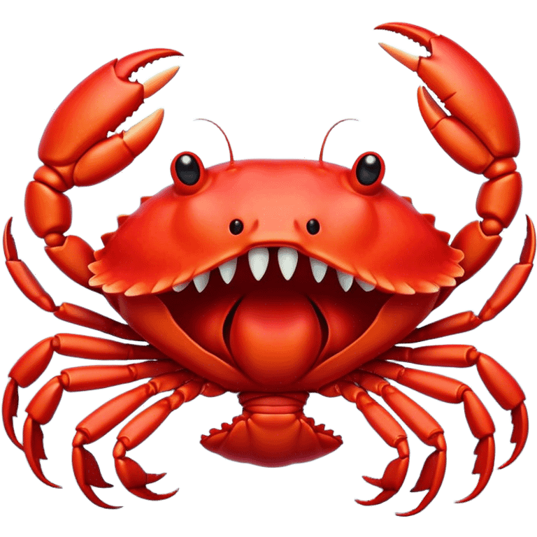 Cinematic Cute Yawning Red Crab Portrait Emoji, Head tilted slightly with a dramatic, wide-open yawn, showcasing a vivid, scarlet exoskeleton with softly drooping antennae and eyes half-closed in drowsy contentment, Simplified yet irresistibly adorable features, highly detailed, glowing with a soft, cozy oceanic glow, high shine, relaxed yet expressive, stylized with a dash of whimsical seaside charm, soft glowing outline, capturing the essence of a drowsy yet affectionate red crab that appears ready to scuttle out for a nap! emoji