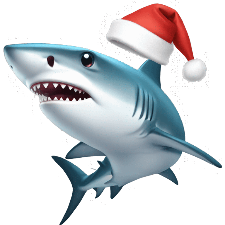 Shark wearing Christmas hat emoji