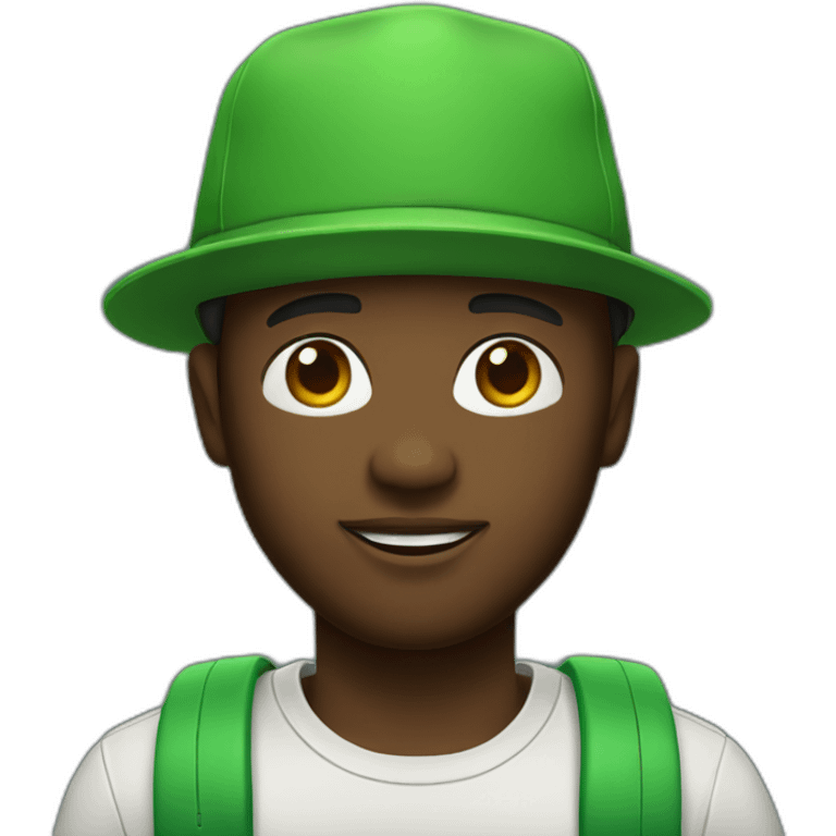 black-man-memoji-with-green-hat emoji