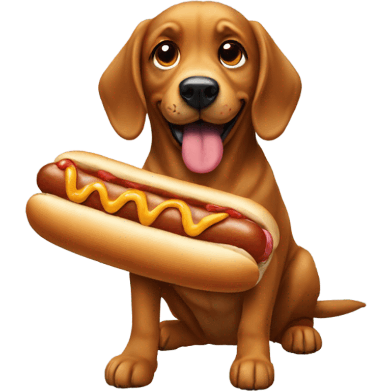 Dog eats hotdog  emoji