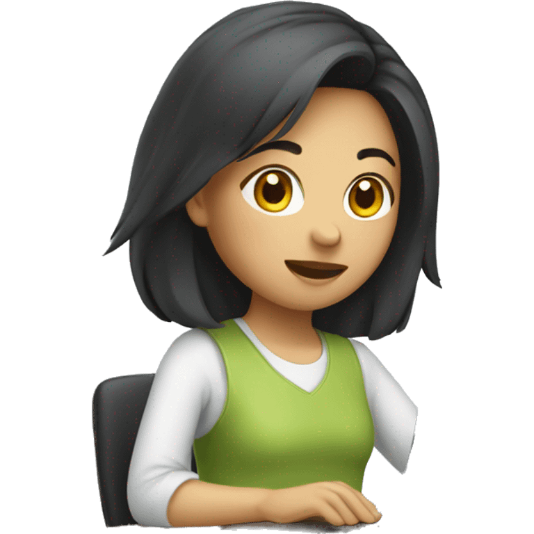 asian girl working on laptop emoji