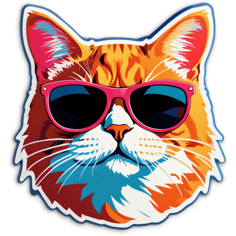 Pop art cat with sunglasses  emoji