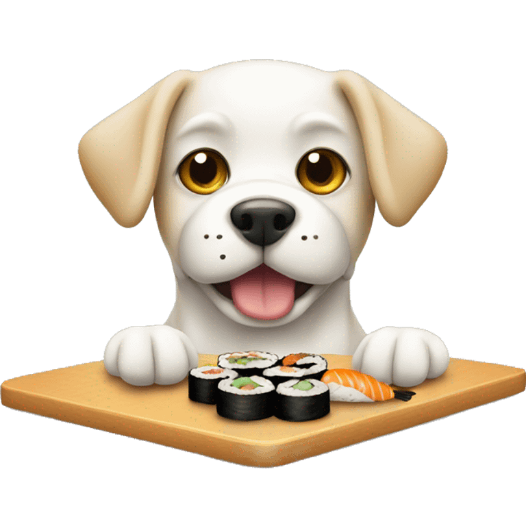 A dog eating sushi  emoji