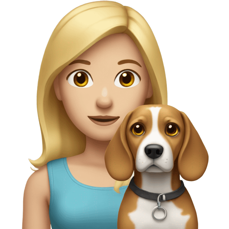 blonde girl with beagle dog  emoji