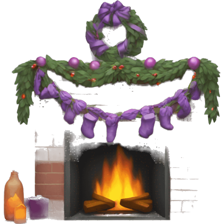 Fireplace with purple garland emoji