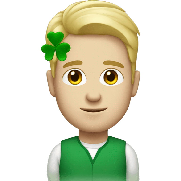 white man with four leaf clover emoji