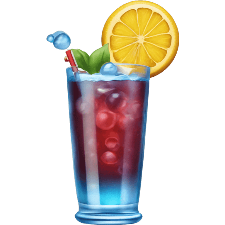 imaginer un emoji qui représente une boisson bleue, comme un cocktail avec des glaçons ou une boisson gazeuse. On pourrait le styliser avec des bulles ou des fruits pour le rendre plus attrayant. emoji