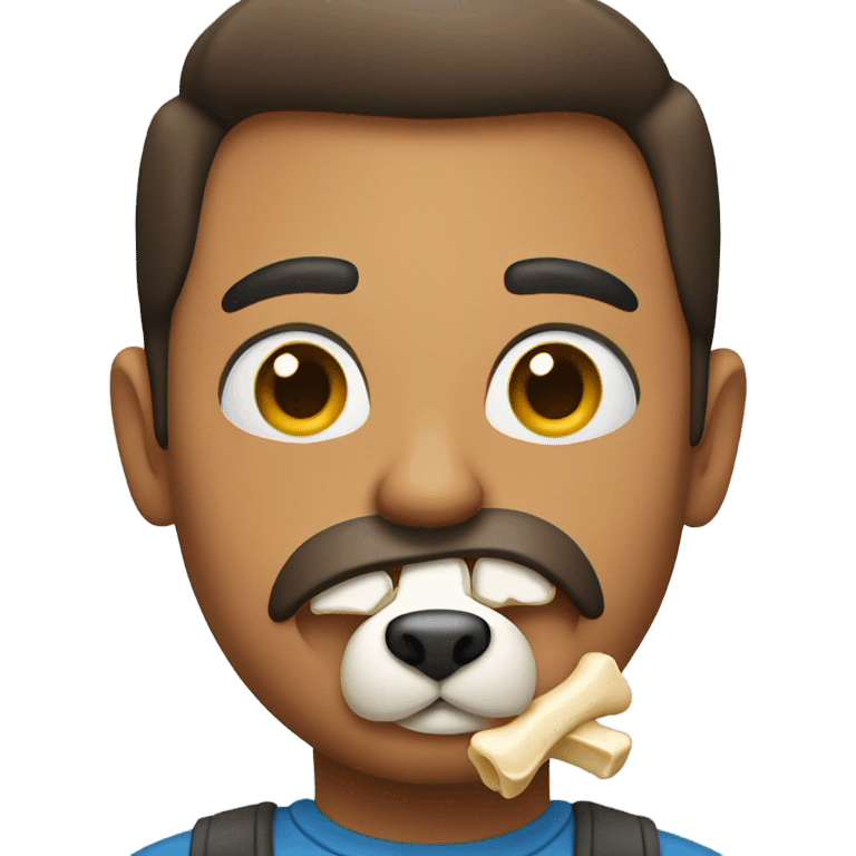 Guy with half a dog bone in his mouth emoji