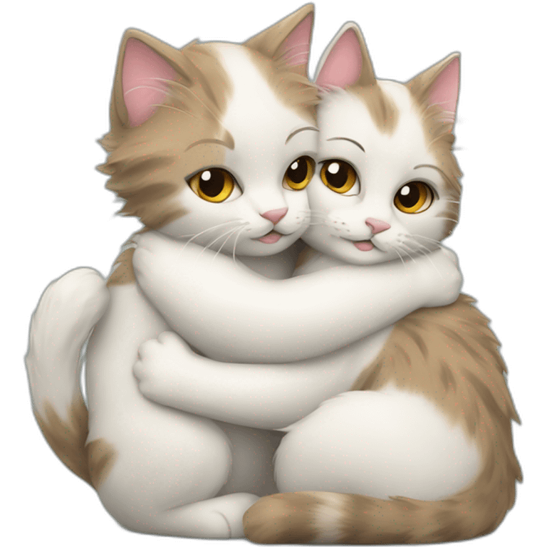 cute fluffy cat hugs another cat emoji