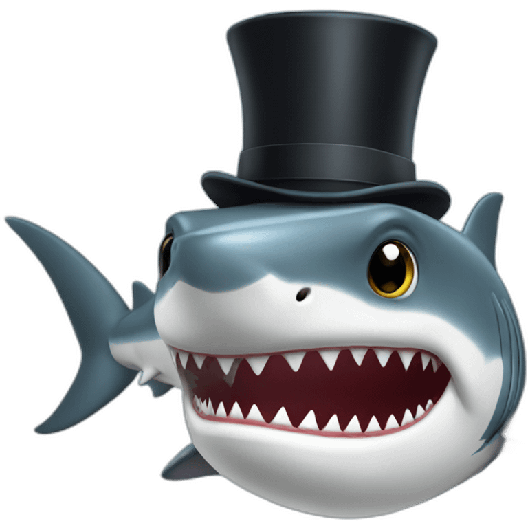 Shark with a top hat emoji