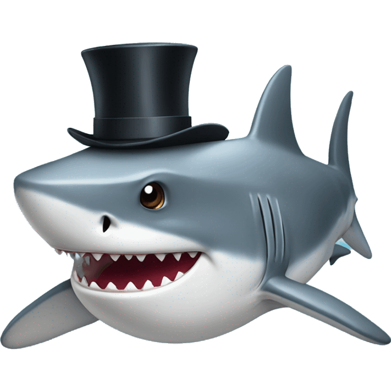 Shark with a top hat emoji