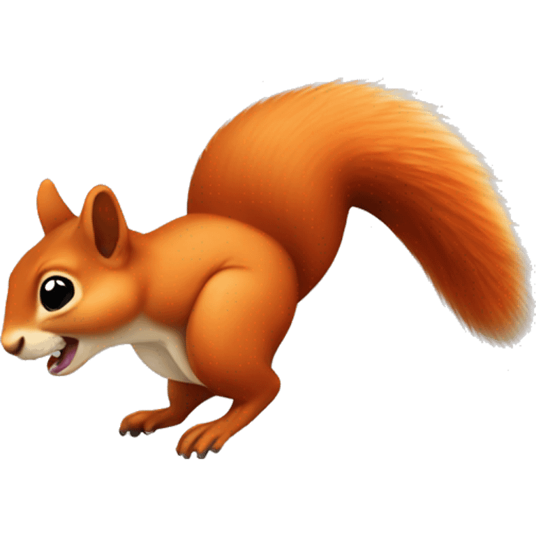 jumping female squirrel orange burnt with big tail
 emoji