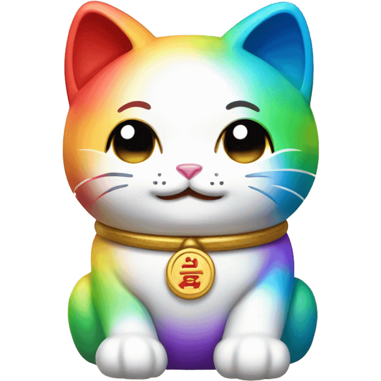 Cute rainbow Maneki Neko emoji