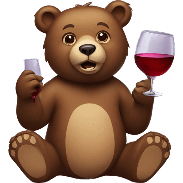 Bear with wine emoji