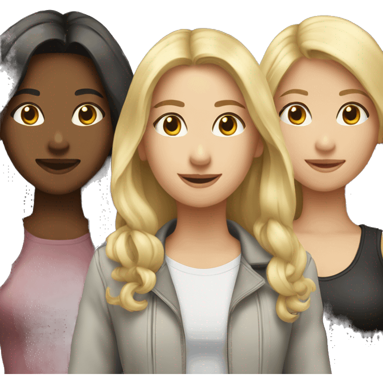 4 females (1 blonde, 2 brunette, 1 with black long hair), 1 male with brown hair emoji