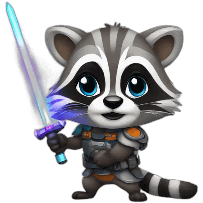 racoon with with laser sword emoji