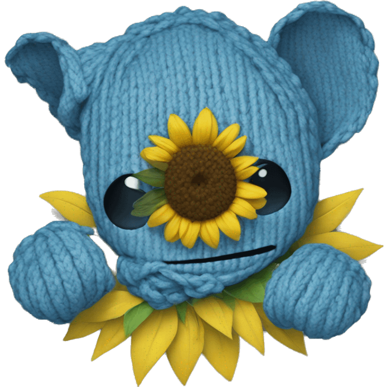 Blue stitch with sunflower emoji