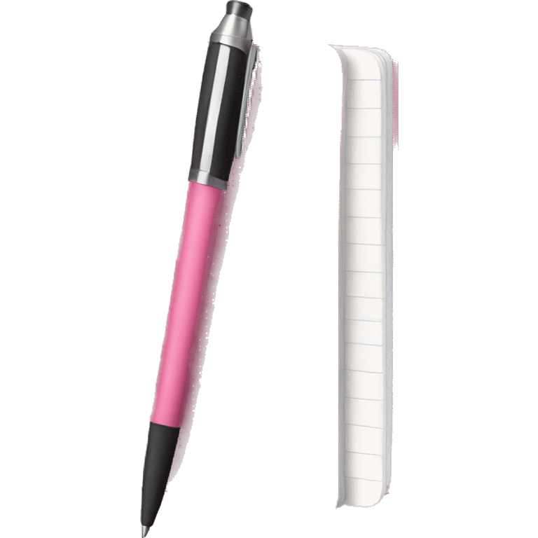 Pink notebook with a pen emoji