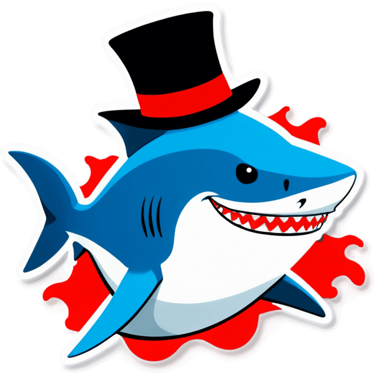 Shark with a top hat emoji