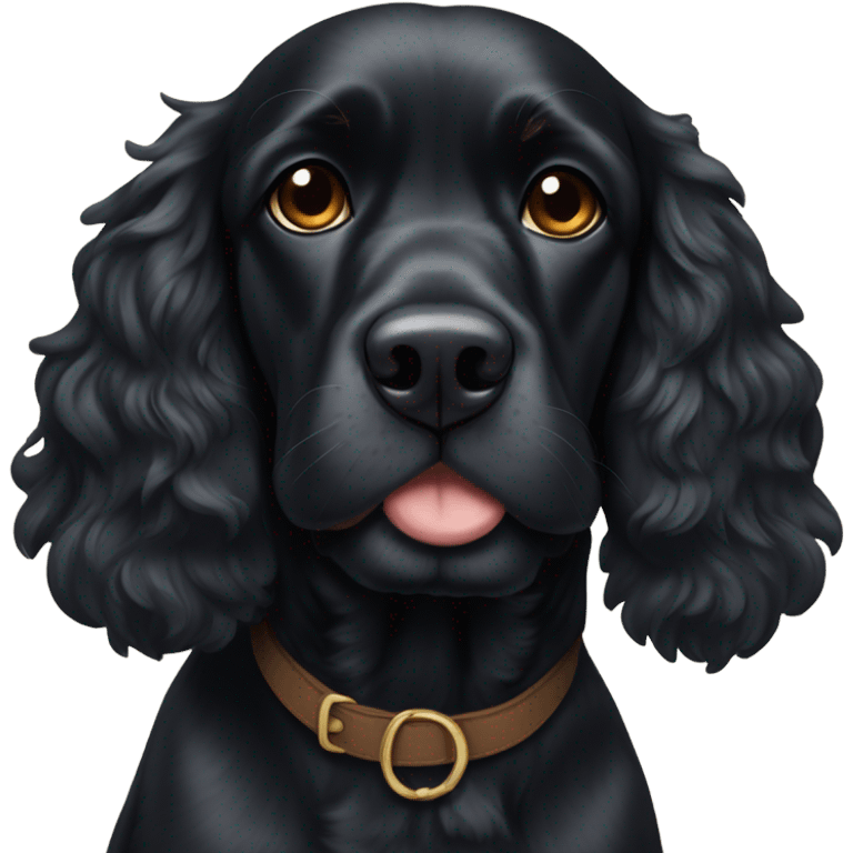 fat black cocker spaniel with tan eyes   emoji