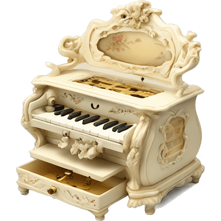 Vintage rococo ivory music box emoji