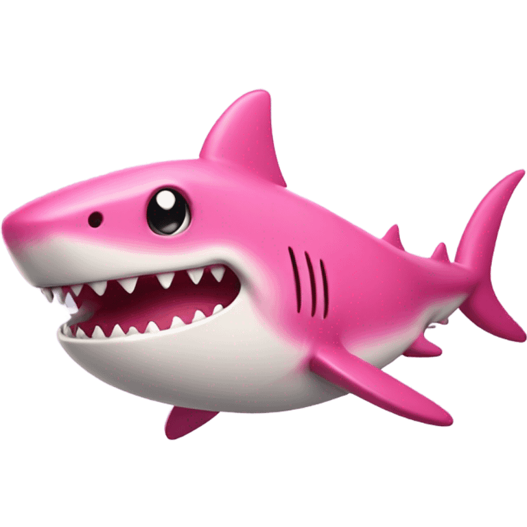 Pink shark grinning emoji