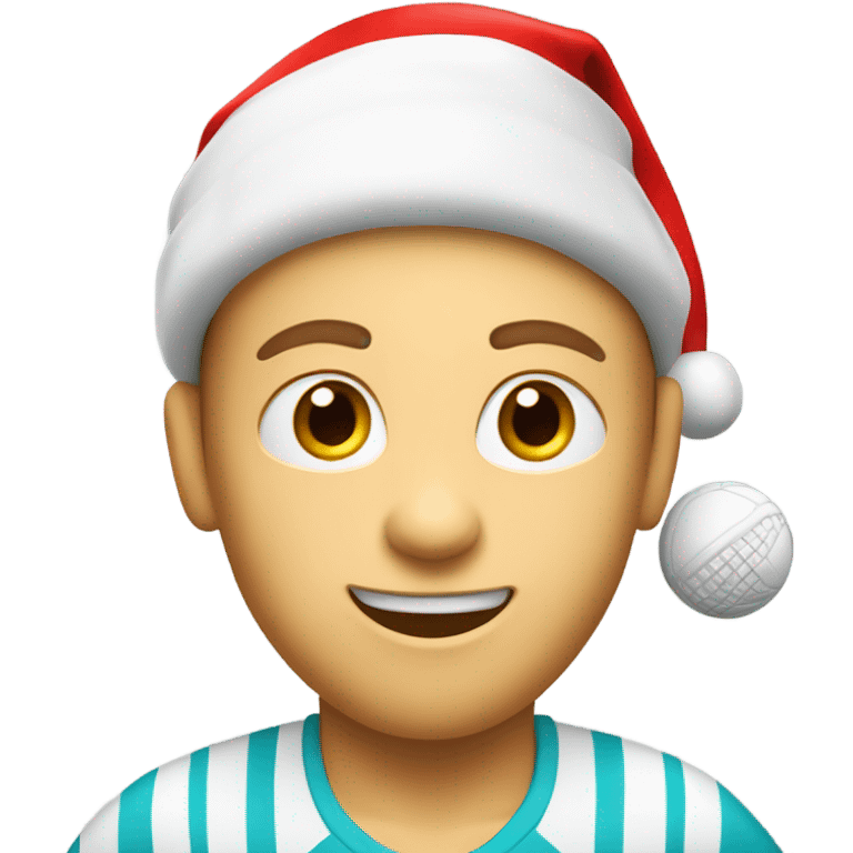 Tennis player playing tennis right handed wearing Santa hat Caucasian emoji