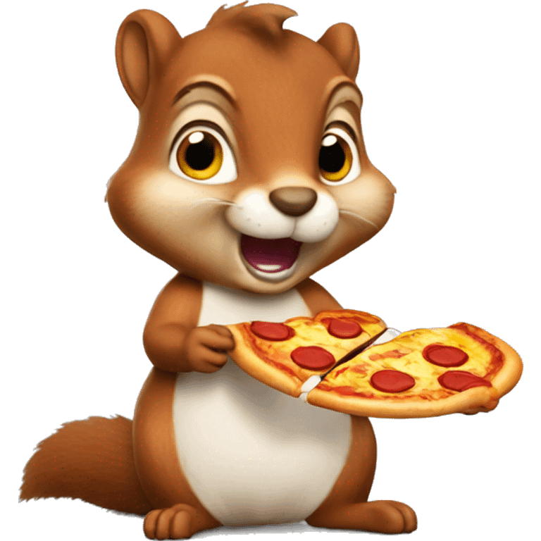 Squirrel eating pizza emoji