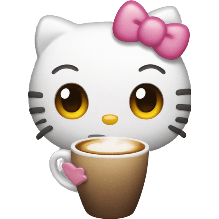 hello kitty with coffee emoji