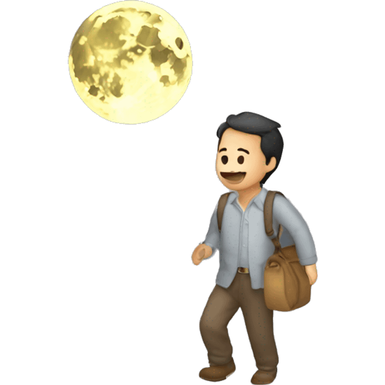 Hombre calvo andando por la luna emoji