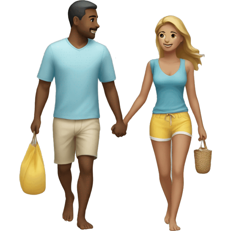 couple walking on the beach emoji