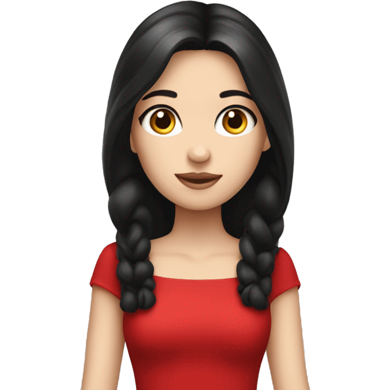 Pale Girl with black hair wearing red dress emoji