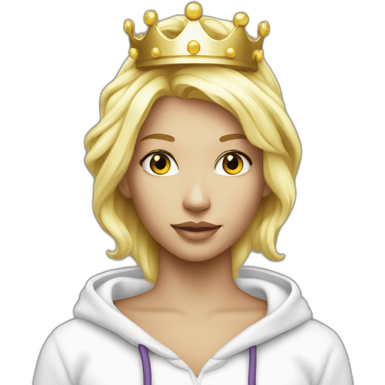 blond princess white with crown white iridescente hoodie emoji