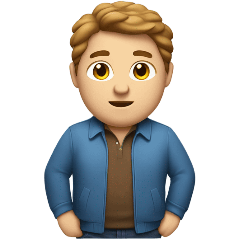 Laid back white guy with brown hair and chubby wearing a polo shirt and a sport jacket  emoji