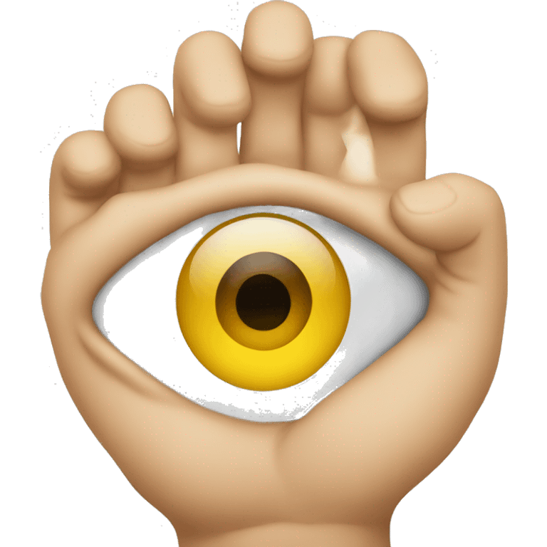 an eye that is looking through his hand emoji