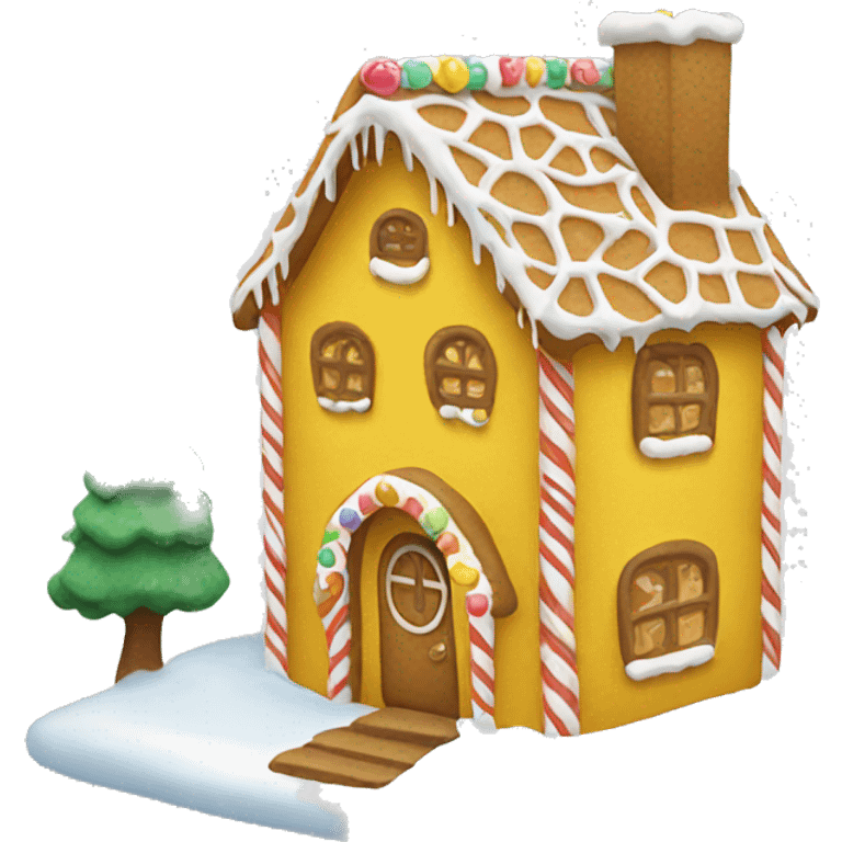 Cosy yellow gingerbread house  emoji