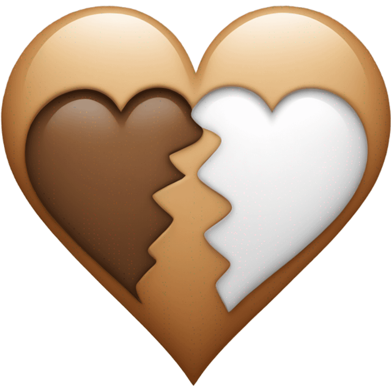 Brown heart and white heart mixing emoji