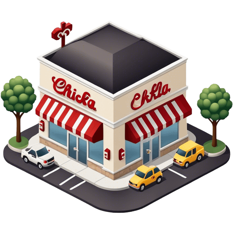 Isometric chick-fil-a restaurant with drive through  emoji