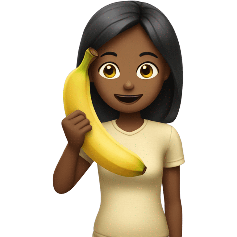 Girl eating a banana emoji